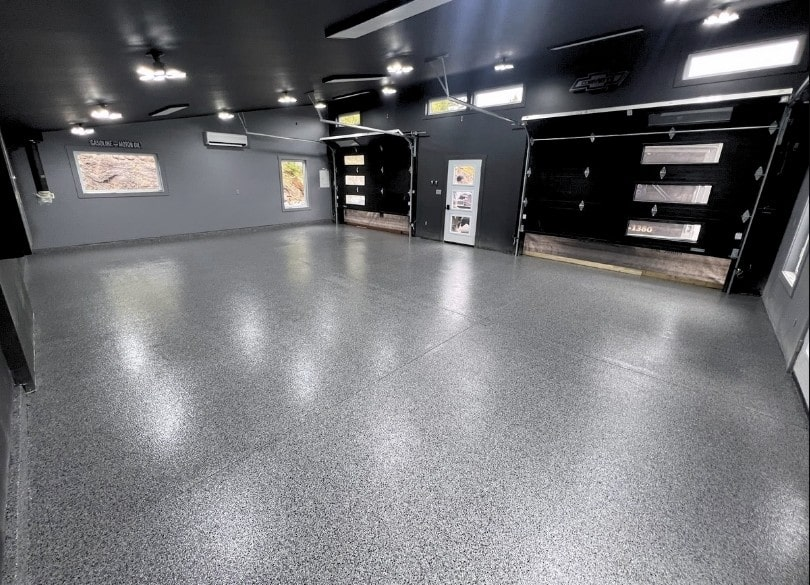 Commercial epoxy floor coating in an auto showroom in Alpharetta, GA